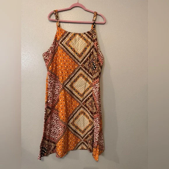 Vintage Patchwork colorblock quilted retro plus size mini 90’s dress 100% cotton - Picture 8 of 13